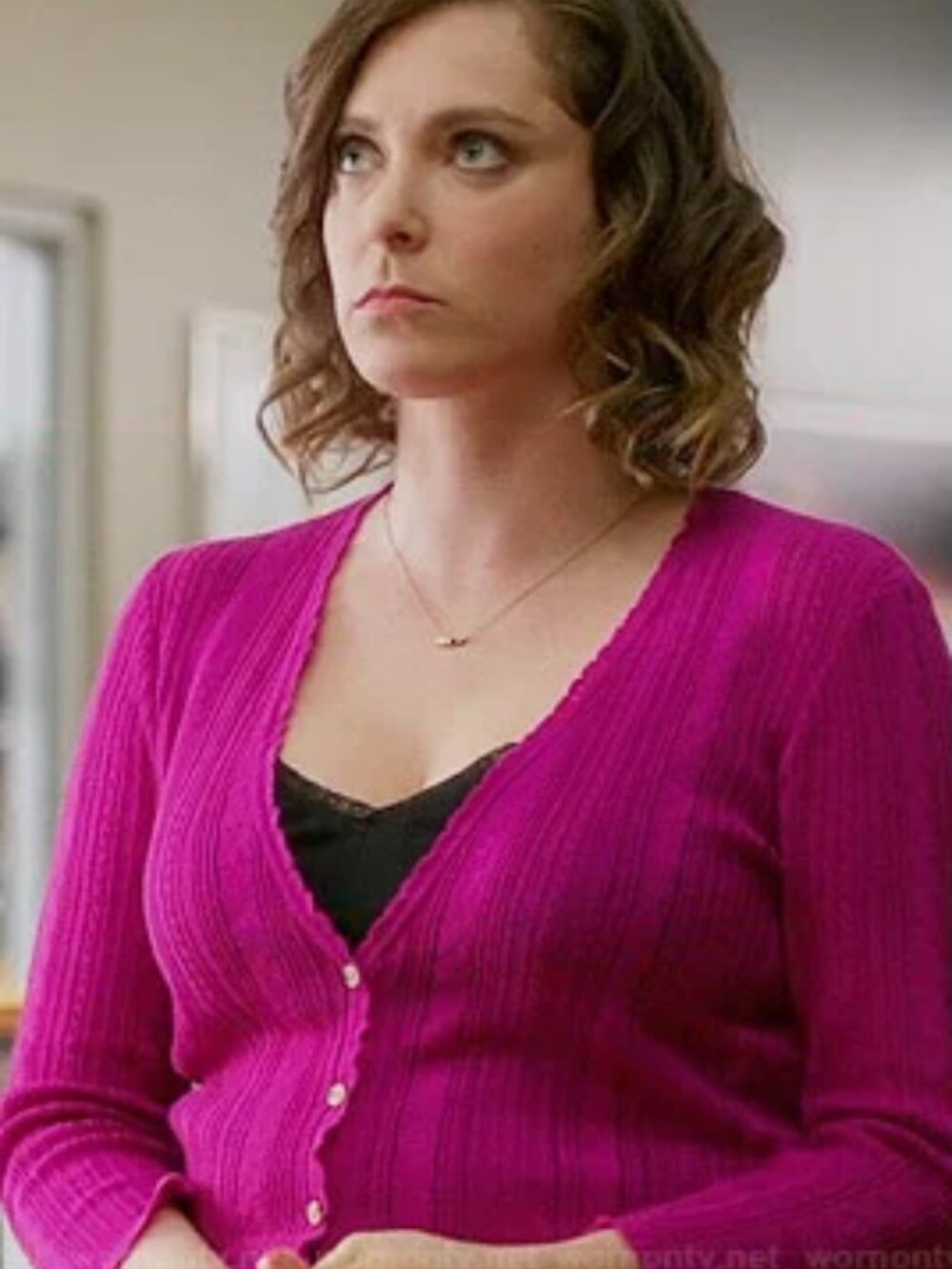 NWT Ralph Lauren pink pointelle cable knit v-neck cardigan ASO Rachel Bloom